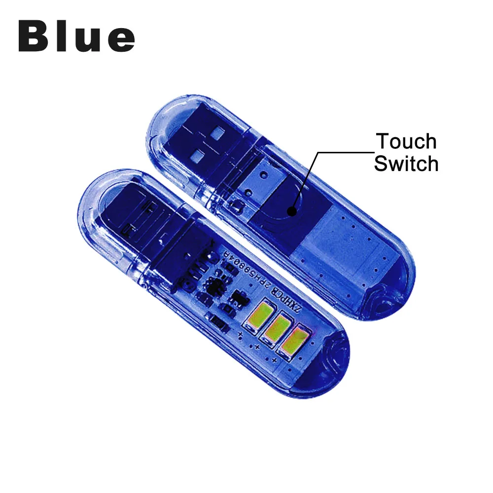 Blue DC5V сенсорный переключатель USB мини светодиодный светильник для книг 3 светодиодный s 1,5 Вт портативный светодиодный светильник для чтения USB светодиодный ночной Светильник для кемпинга - Испускаемый цвет: Blue