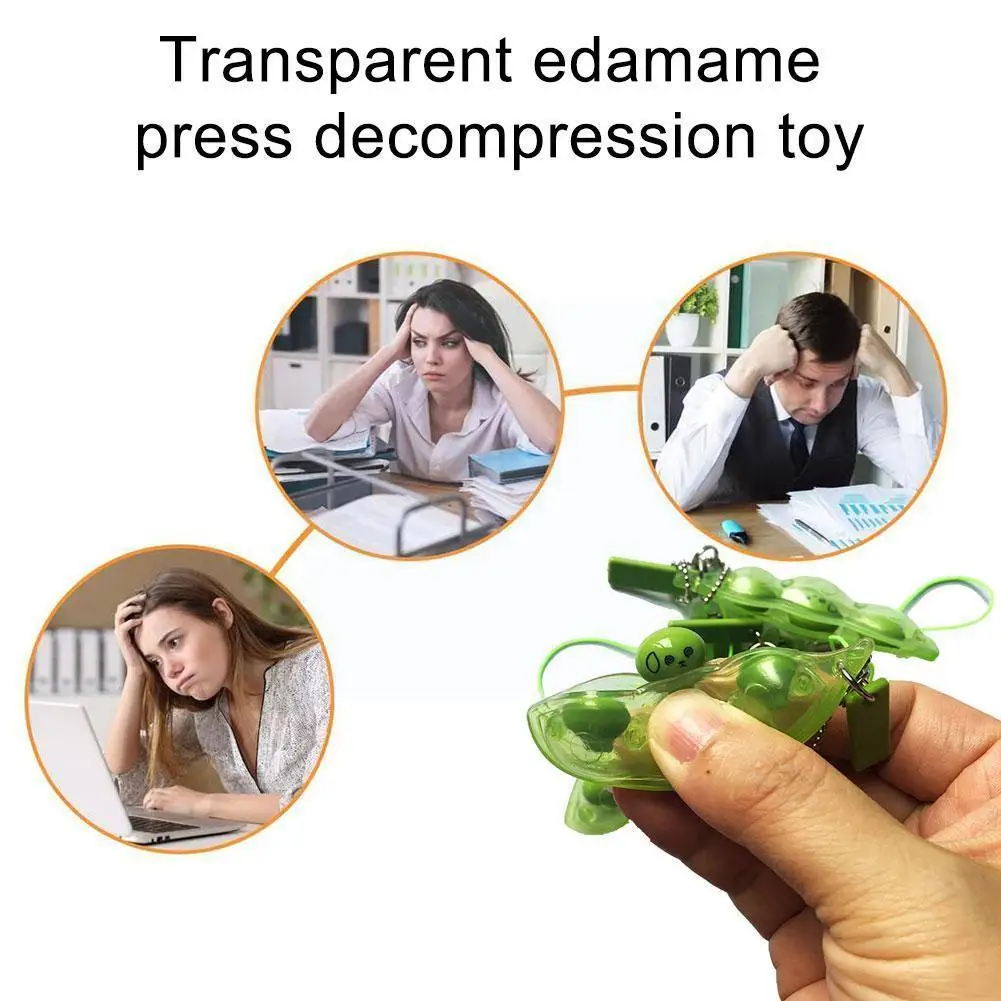 

New Transparent Edamame Pressing and Uncompressing Mobile Pea Squeeze Lentil Pendant Toy Phone Toy Backpack Edamame Toy Stu L4U1