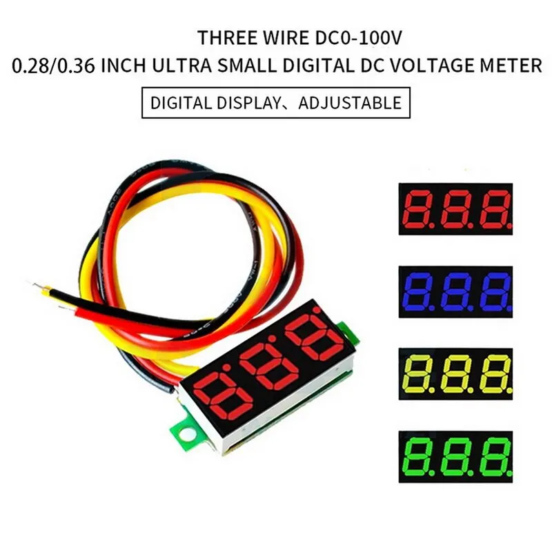 

Mini LED Digital Voltmeter DC 4-30V 0.28 Inch 3 Wire DC 0-100V Volt Voltage Meter Gauge Tester LED Display