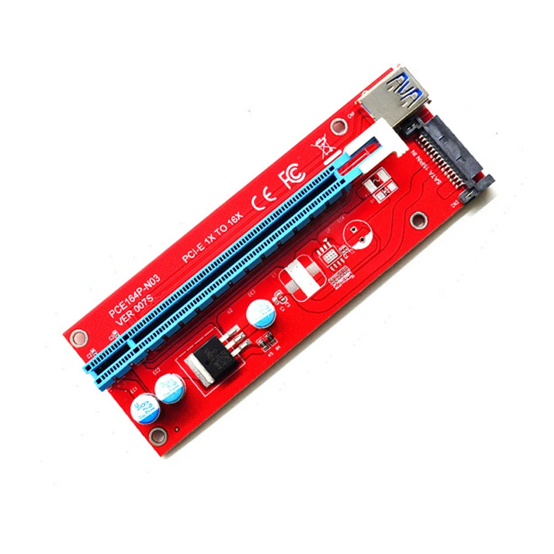 Новая красная Райзер карта VER007S PCI Express PCIe 1x до 16x E удлинитель 60 см USB3.0 кабель 15Pin SATA