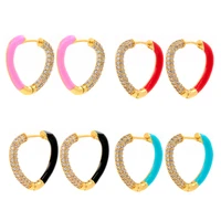 micro inlaid zircon color drop oil earrings peach heart shaped love heart color diamond earrings