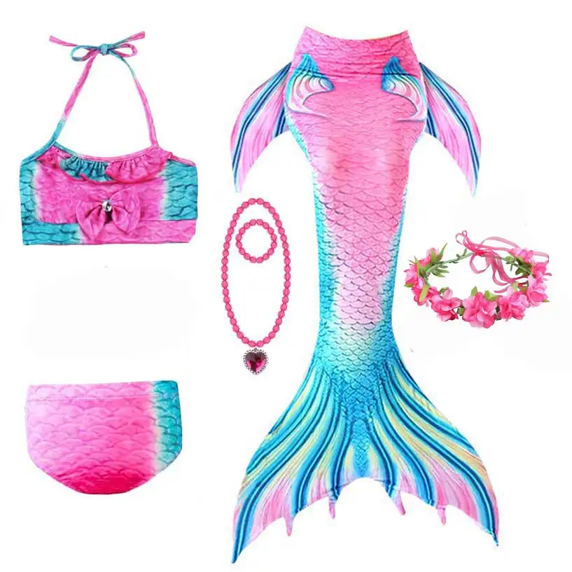 

Girls Swimsuit Cosplay Mermaid Tail For Swimming Bikini Bathing Suit Princess Beach Clothes Swimwear Halloween Anime Costume
