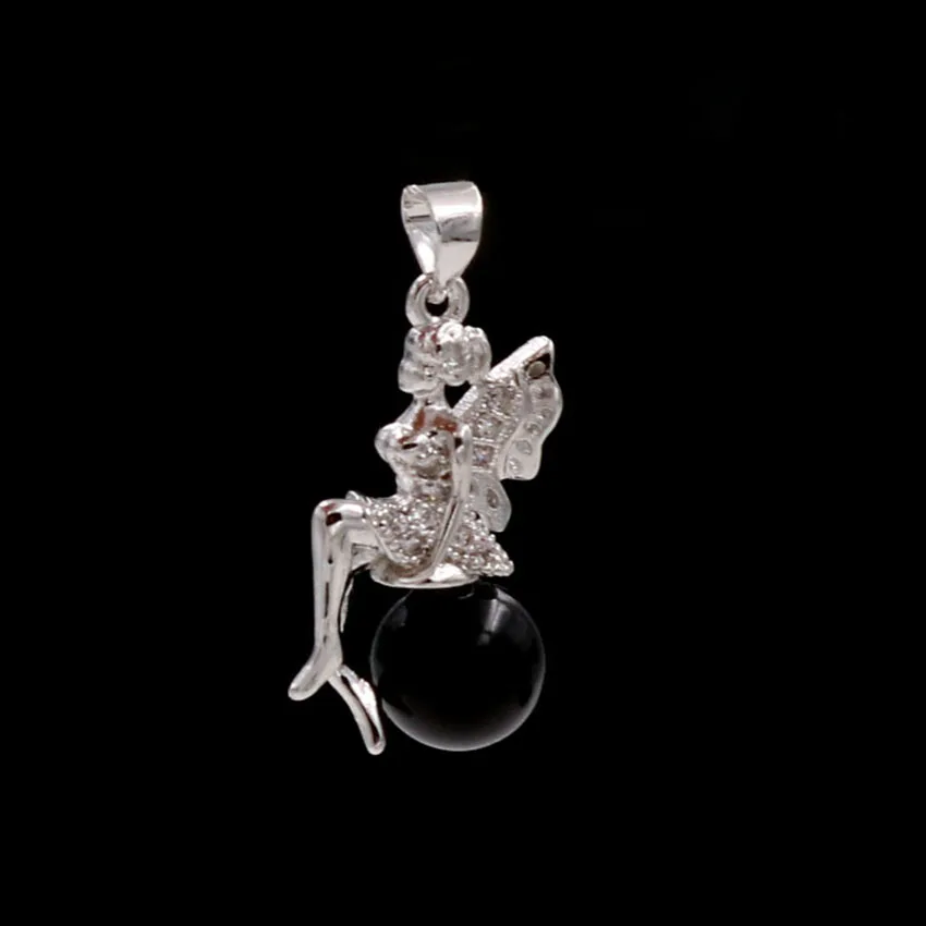 FYJS уникальная Посеребренная фея с тигриным глазом круглая подвеска из бисера