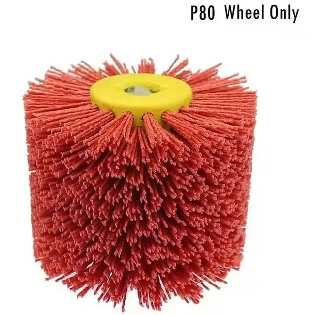

120*100*19mm Red Abrasive Wire Drum Brushes Deburring Polishing Buffing Wheel for Furniture Wood Angle Grinder Adapter