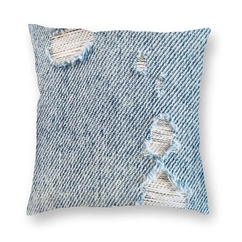 

Ripped Jeans Cushion Cover Two Side Printing Bule Denim Texture Pattern Floor Pillow Case for Living Room Pillowcase Home Decor