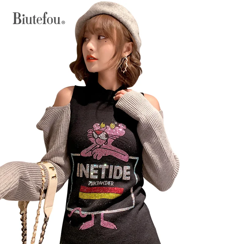 2020 осенние и зимние вязаные открытые платья модные женские обтягивающие с