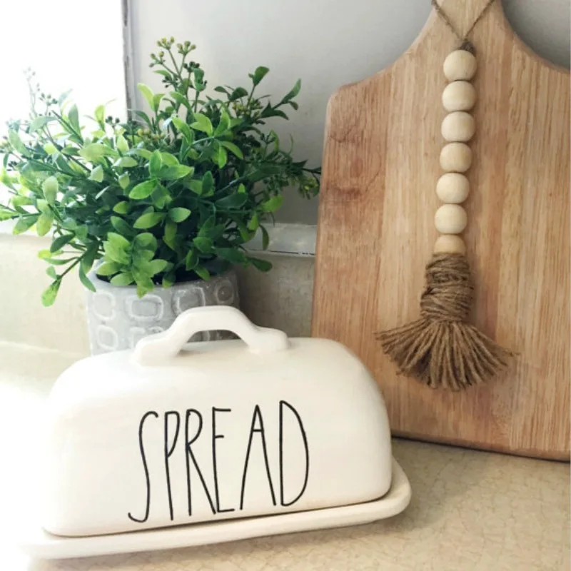 Деревянная гирлянда из бусин с джутовыми кисточками молитвенные бусины ручной