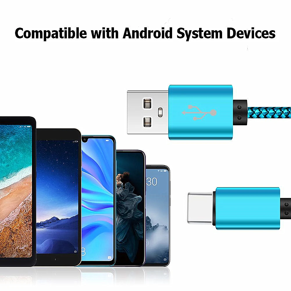 Фото USB-кабель для Samsung Galaxy Tab A51/A52/A50/Note 9/8/10/S5e/Tab A 10,5/S10/OnePlus 7, длина 1 м/2 м/3 м №5