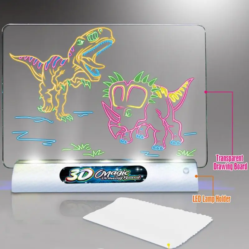 

3D Kids Light Drawing Pad Screen Doodle Board Drawing Kids Neon LED Glow Drawing Board Gifts For Kids 3-12 Years Old