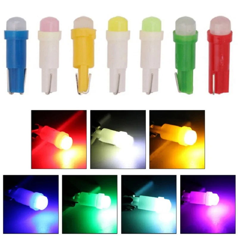 

10 шт. T5 светодиодный лампы W1.2W W3W светодиодный COB светодиодный лампы Интерьер автомобиля световая приборная панель на танкетке 12V для чтения ...