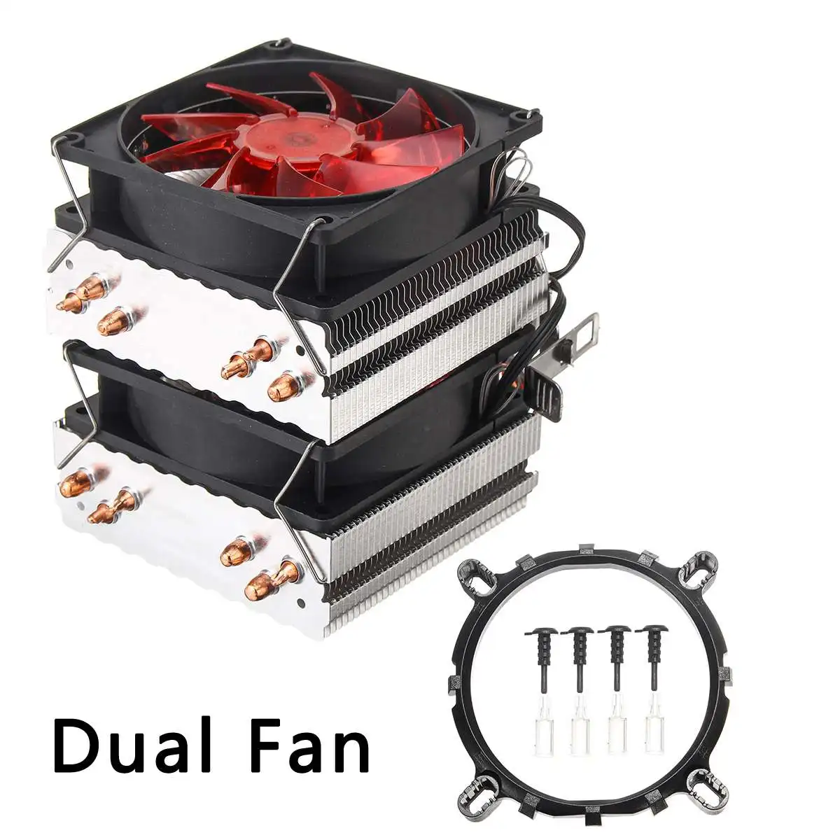Процессор кулер 6 тепловых трубок 3pin двойной вентилятор Cooler Тихий охлаждающий вентилятор радиатора для Intel 775/1150/1151/1155/1156/1366 и AMD