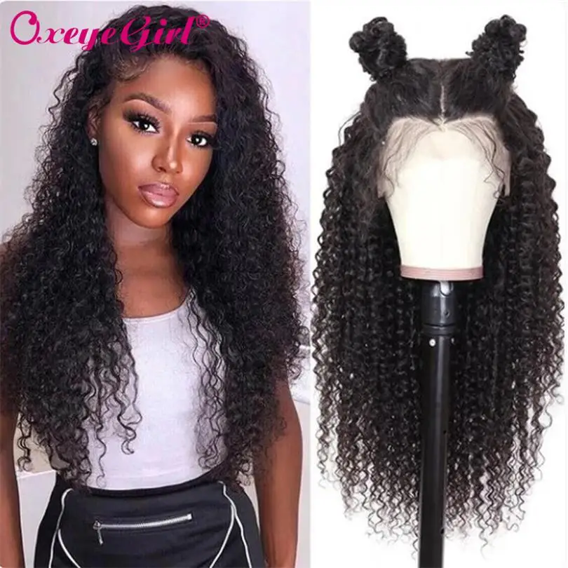 

Kinky Curly Wig 13X4 Lace Frontal Wig Pre Plucked Oxeye Girl Brazilian Remy Hair Lace Front Human Hair Wigs 250% For Black Women