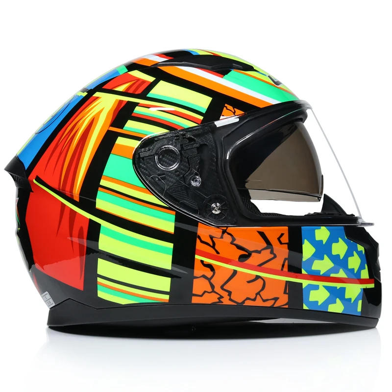 

Full face motorcycle helmet, double-sided charter, removable lining wash, motorcycle racing helmet, long tail shark