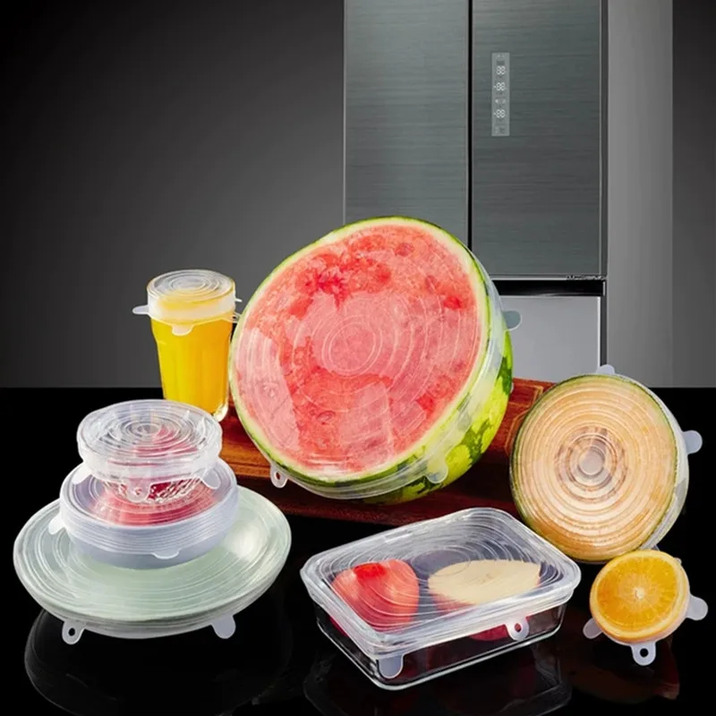 6 шт многоразовая силиконовая пищевая обертка стрейч вакуумные уплотнительные