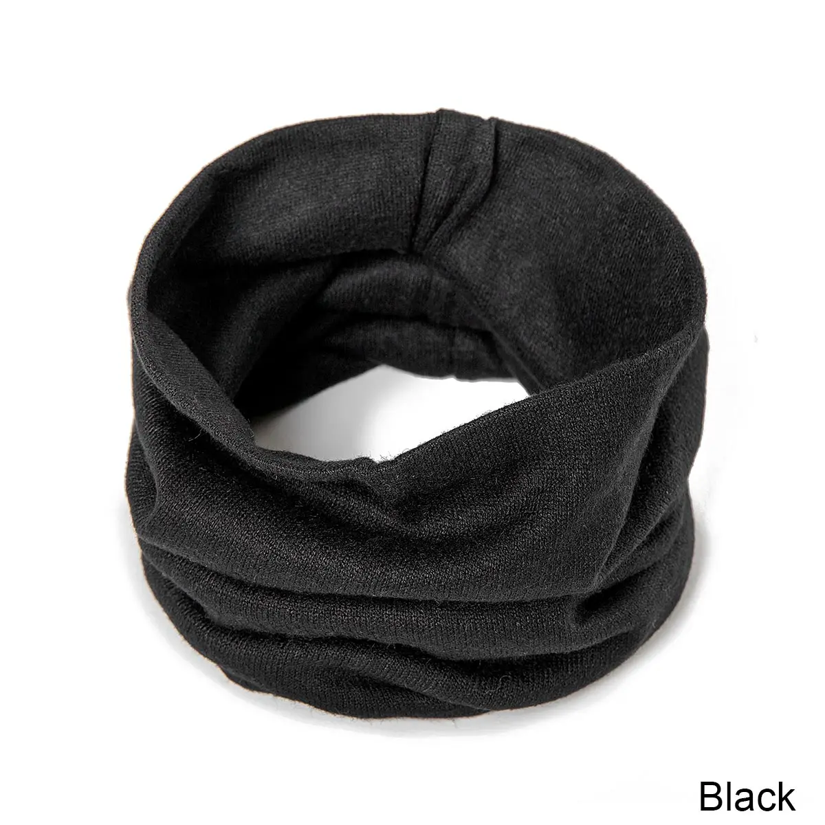 black YEABIU женский Модный зимний теплый мягкий вязаный хлопковый шарф-хомут унисекс шарф-шаль-кольцо - Цвет: black