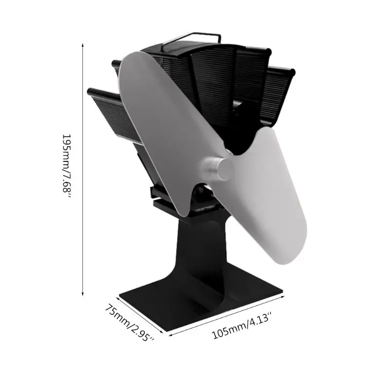 

Heat Self Powered Fireplace Stove Fan 2 Blades for Large Room Wood Log Burner
