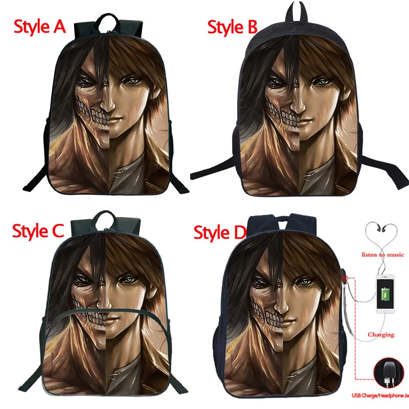 

Students Boys Girls Attack on Titan Rucksack Fashion Surprise Gift 16inch Schoolbag Men Women Traval Bag Anime Daily Backpack