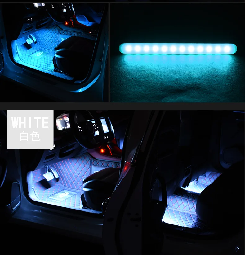 4 шт. 12 SMD дистанционное управление музыкой красочный RGB светодиодный автомобильный интерьерный напольный декоративный светильник в полоску для автомобиля