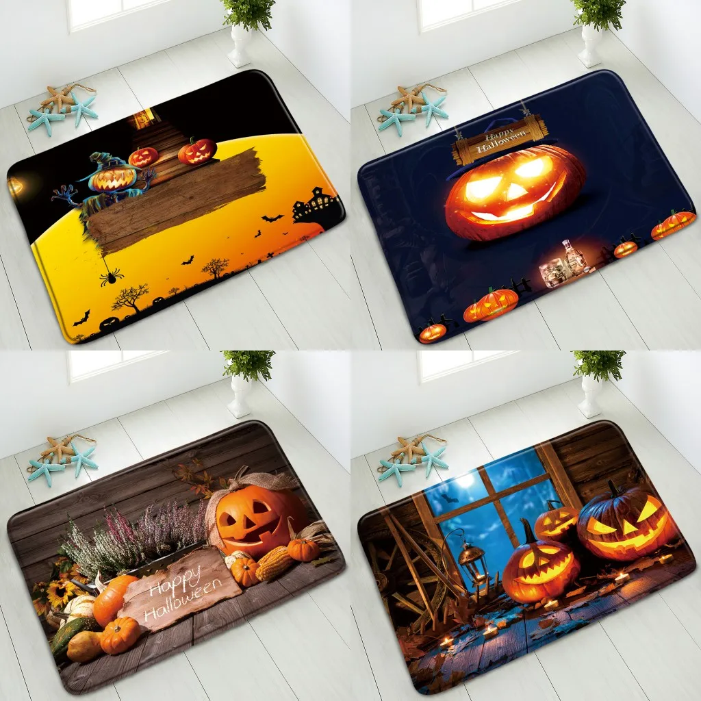 

Коврик для ванной в виде тыквы на Хэллоуин, нескользящий напольный коврик, Придверный коврик для кухни, спальни, гостиной, фланелевый моющий...