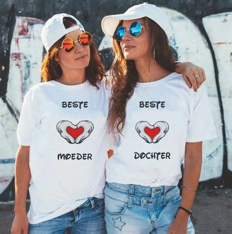 

Лучшие друзья, принт с сердцем, женская футболка с коротким рукавом и круглым вырезом, Свободная Женская футболка женская модная футболка в...