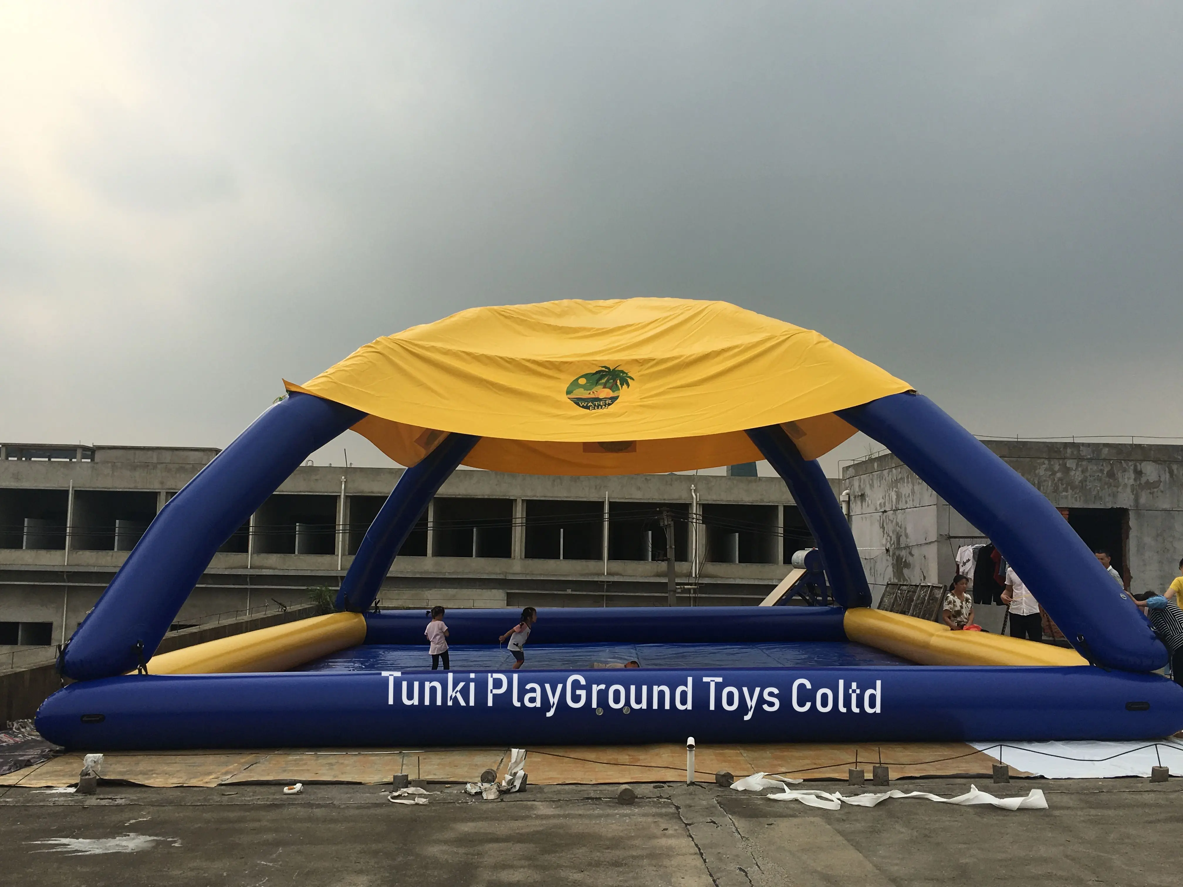 Пластиковый красивый синий надувной тент для бассейна|Оборудование водных