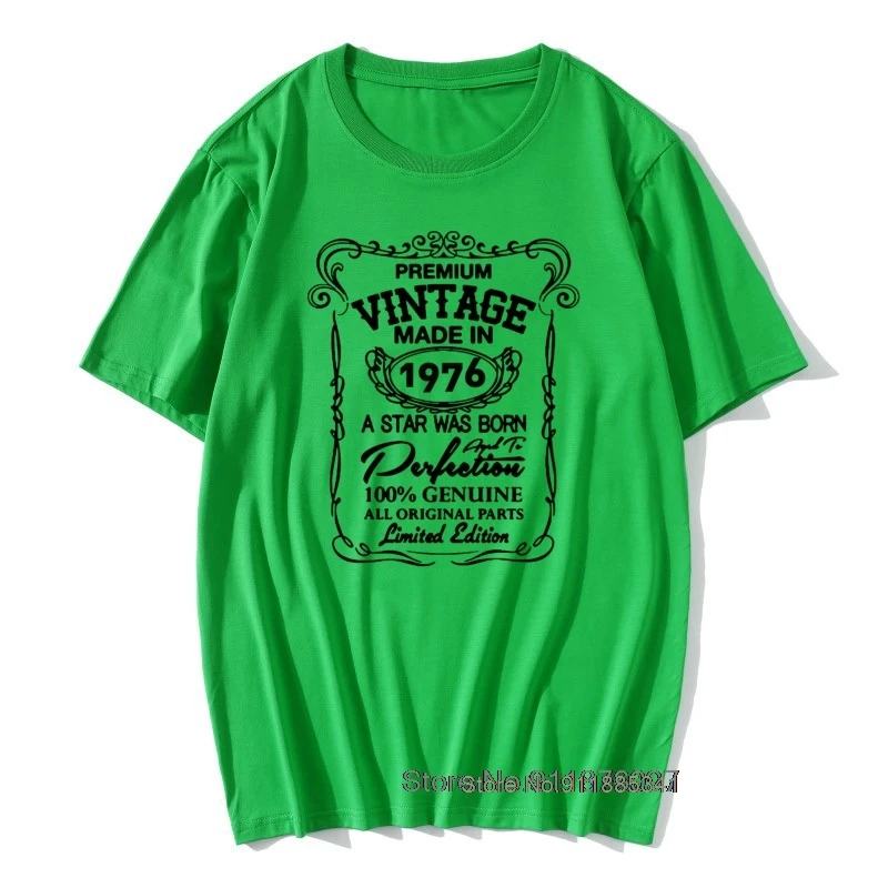 

Made In 1976 Birthday Present T-shirt Mens Casual Round Neck Streetwear Spring Summer Trendy Cheap Tees Male Husband Tshirt