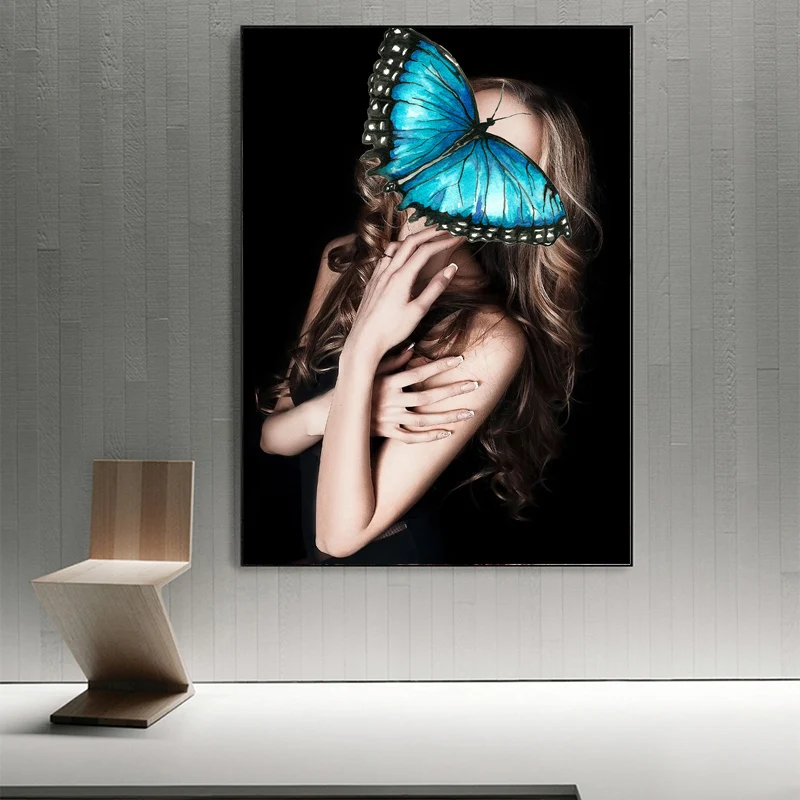 

A Girl with Butterfly Eye Mask Posters and Prints Wall Art Canvas Painting Poster Canvas Print Wall Pictures for Girl Room Decor