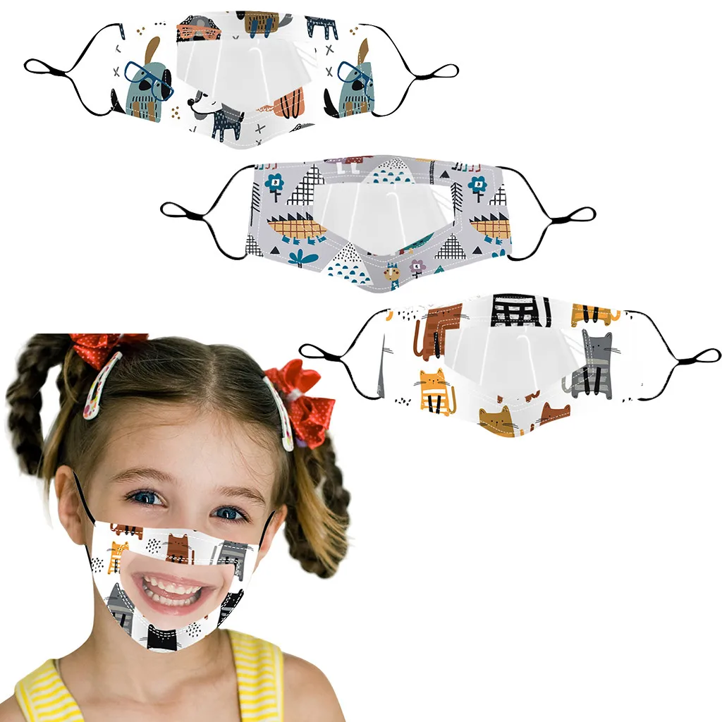 

Kid's face mask Children Outdoor Mask With Clear Window Visible Expression For Deaf Mute masque de protection respiratoire A50