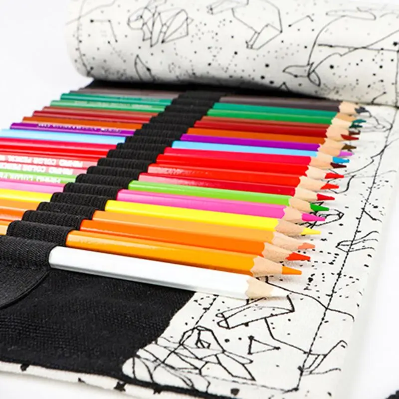 

Canvas Constellation 12/24/36/48/72 Hole Roll Pen Curtain Pencil Bag Case Makeup