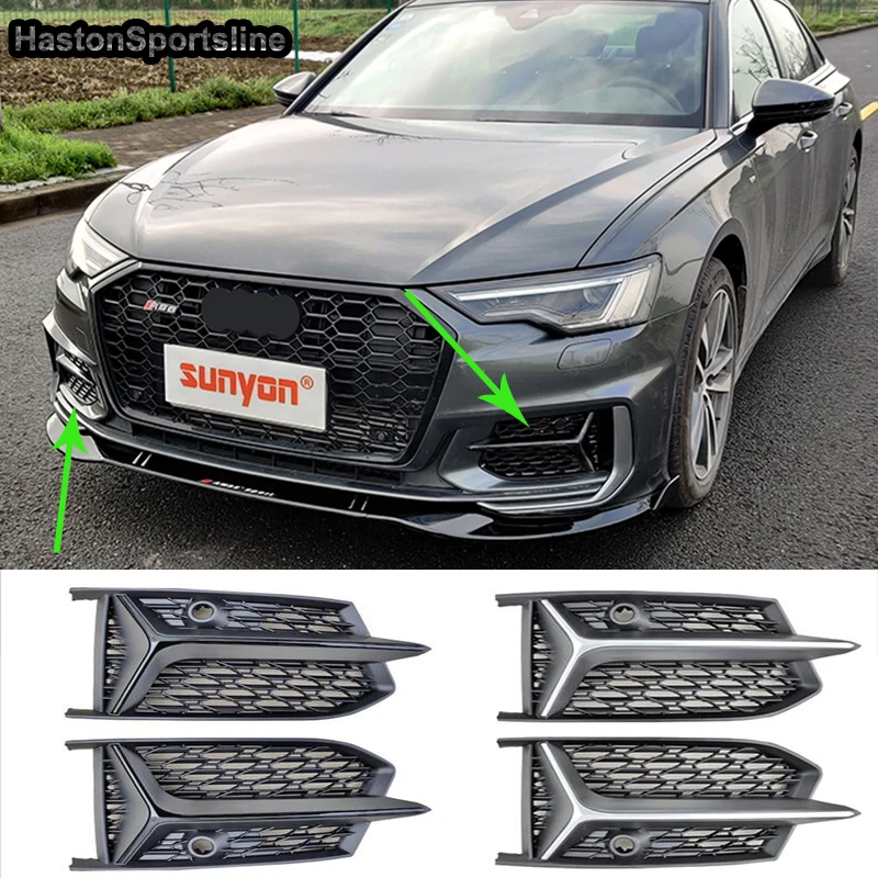 

S6 C8 Sline Черная передняя противотуманная фара рамка Крышка маска отделка для Audi S6 S-Line спортивный бампер 2019-2021