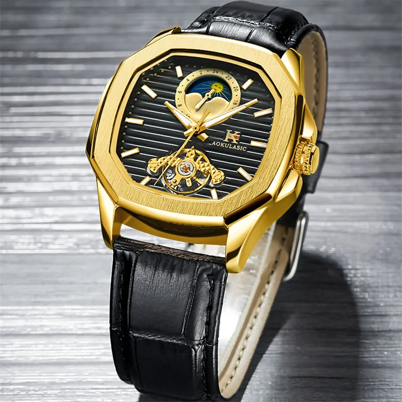 Aokulasic Tourbillon автоматические механические мужские наручные часы военные