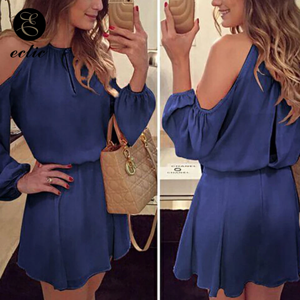 С открытыми плечами с длинным рукавом Замочная скважина сексуальное платье на