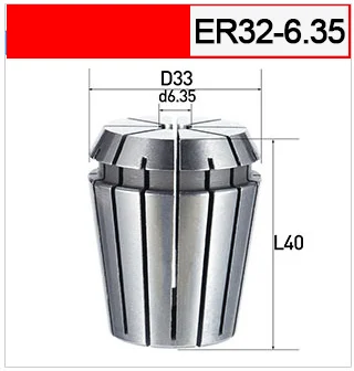 ER32-D33-d6.35-L40 UCHEER 1 шт. Высокая точность ER32 цанговый патрон для фрезерования гравировальный станок повторяющийся Tsui гибкий ЧПУ - Длина режущей кромки: ER32-D33-d6.35-L40