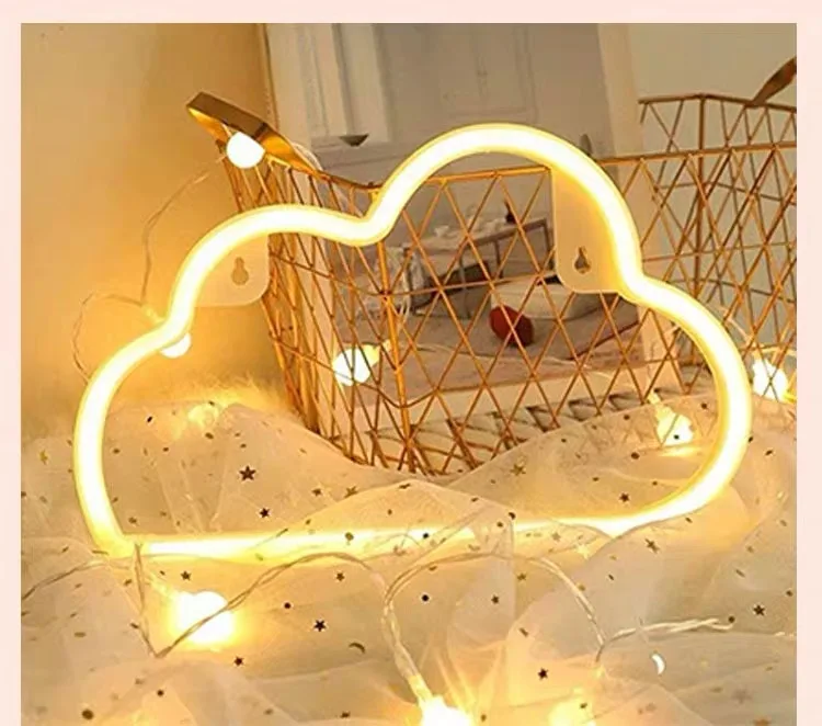 Белый Пластик письмо светодиодный Ночной светильник с облаками луной s 3D ночника