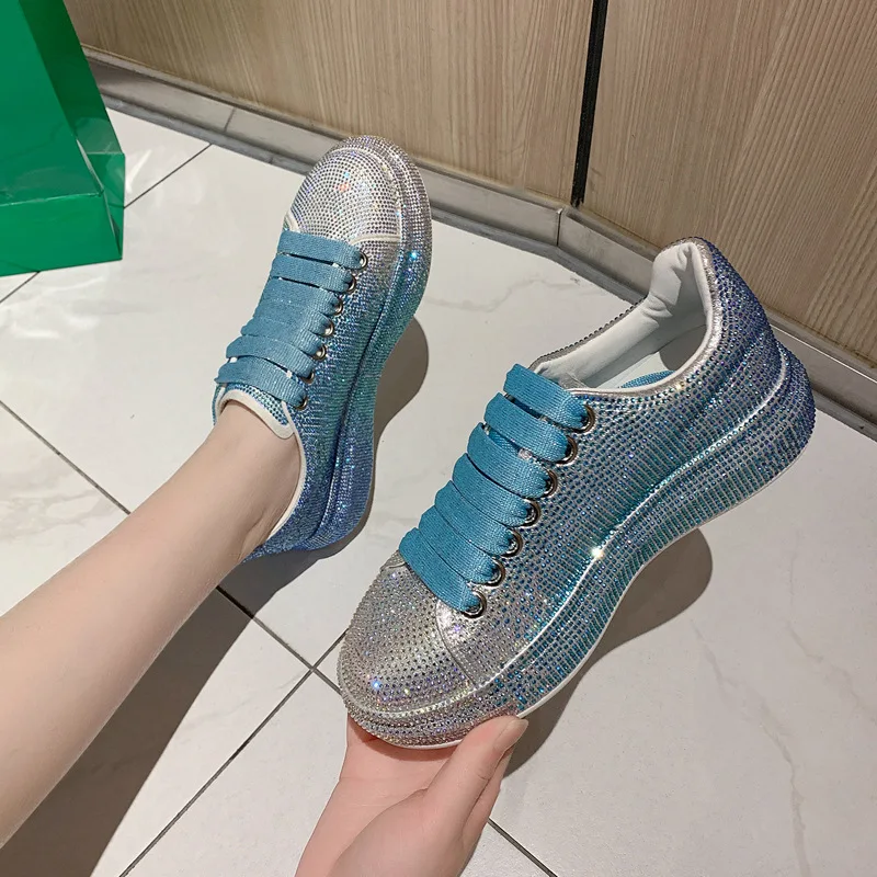 

European Goods Starry Sky Full Diamond McQueen Rhinestone Shoes Female 2021 New Ins Trend Casual Single Shoes Platform Shoes