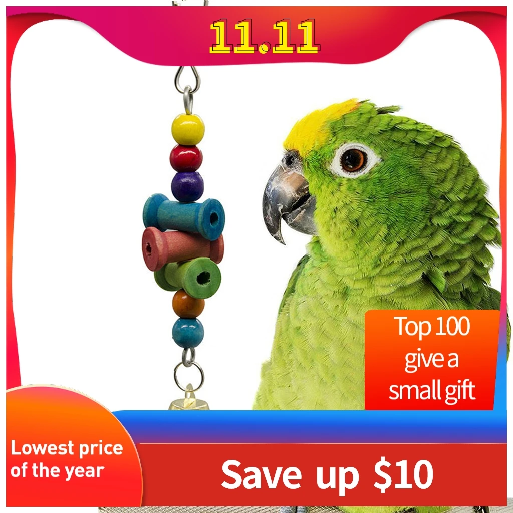 Игрушки для птиц Подвесной деревянный вал колокольчик Колокольчик попугаев