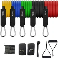 11pcsset fitness resistance tube band yoga gym stretch pull rope exercise training expander door anchor with handle ankle strap