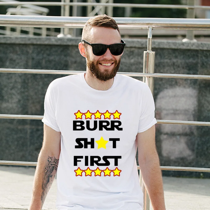 

New Arrival Burr Shot First Comics 100% Cotton Tee-Shirts Round Neck Leisure T Shirts Funny Slim Fit T Shirt Anti Wrinkle