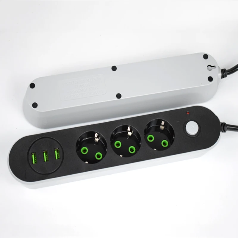 Удлинительный шнур питания с европейской вилкой 5 м зарядный 3 USB-портами