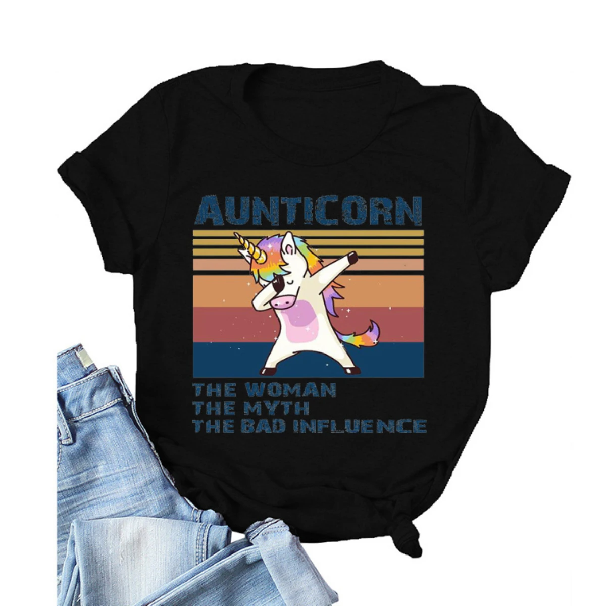 

Womens Shirts Aunticorn Print T-Shirt Color Unicorn Graphic Short Sleeve Tee Round Neck Plus Size Tops Kawaii 90s Y2k