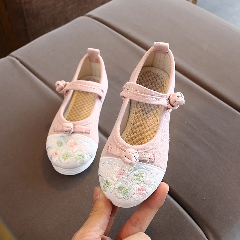 Детская парусиновая народная стильная детская повседневная обувь для девочек