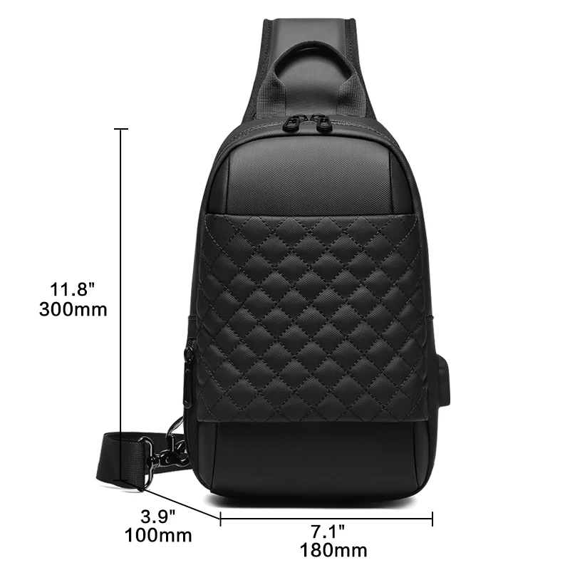 

Casual Messenger Bag Multifunction Black Crossbody Bags High capacity Waterproof Shoulder Bag USB Charging Chest Pack