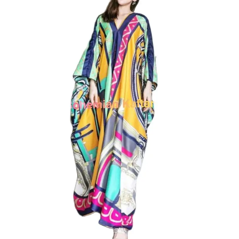 

African Dashiki Dri Dress Print Bohemia Silk Scarf Hijab Loose Elegant Muslim Abaya Bazin Robe Gowns Broder Riche Sexy Lady Part