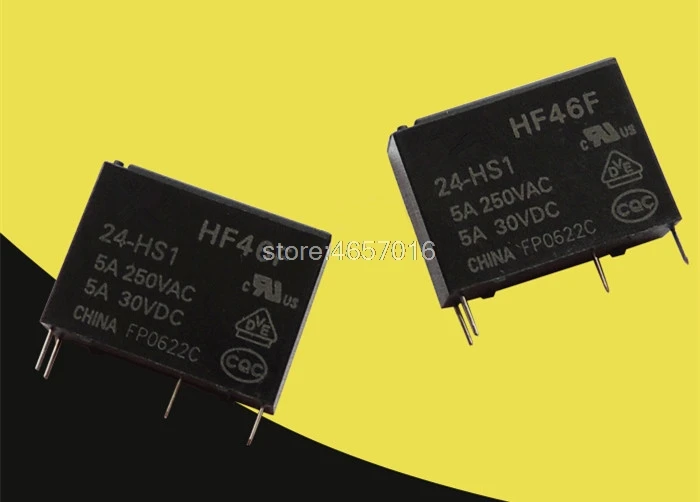 

10 шт./лот реле женское 4-контактное 24VDC 5A HF46F / 24-HS1