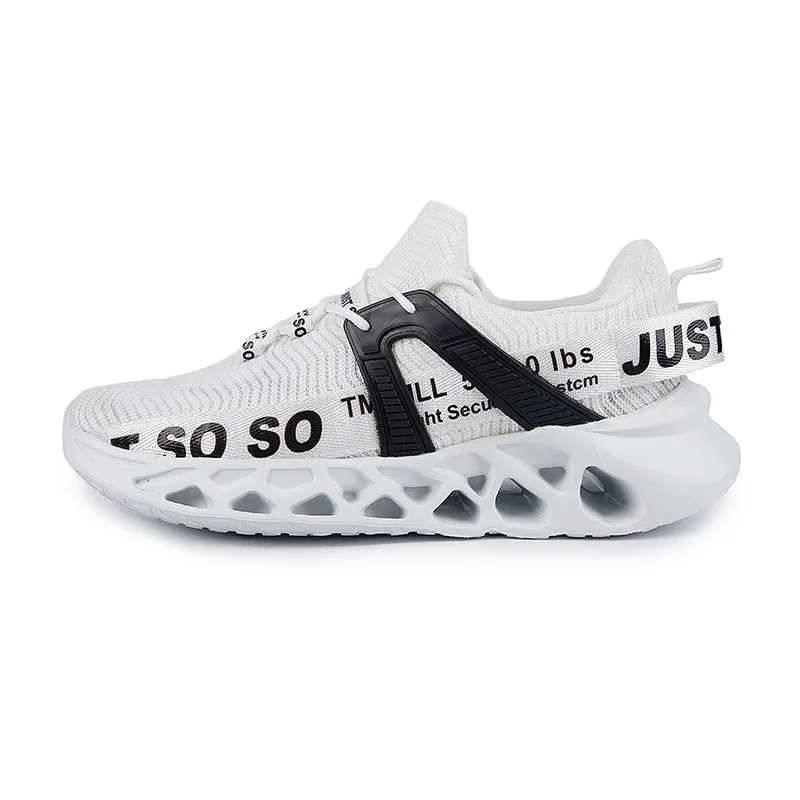 

Couple Solid Colorful Knitted Lace-up Hollow Heel Sneakers 2021 New Breathable Casual Men's Shoes Full Palm Sock Women Sneakers