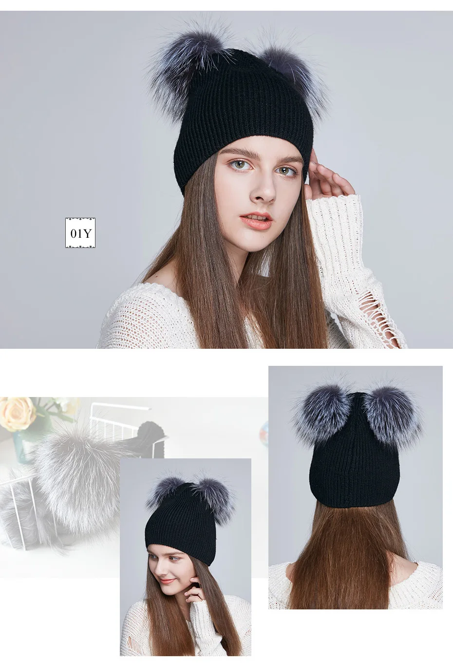 ICEbear мягкие женские зимние шапки, двойная настоящая шапка с меховым помпоном, теплая Милая шапка для девочек, Новое поступление, E-MX18118Q