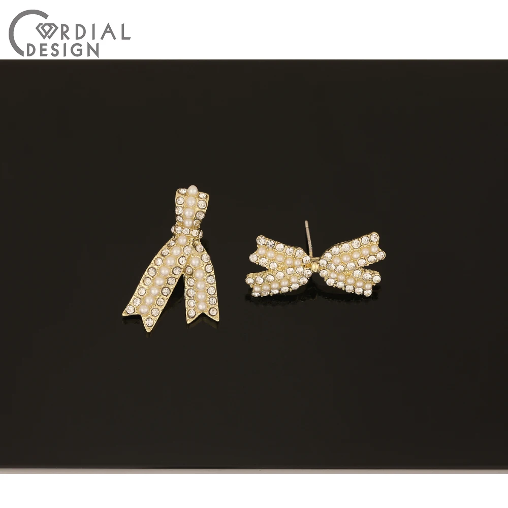

Cordial Design 50Pcs Jewelry Findings & Components/Rhinestone Earrings Stud/Bowknot Shape/Imitation Pearl/Jewelry Accessories