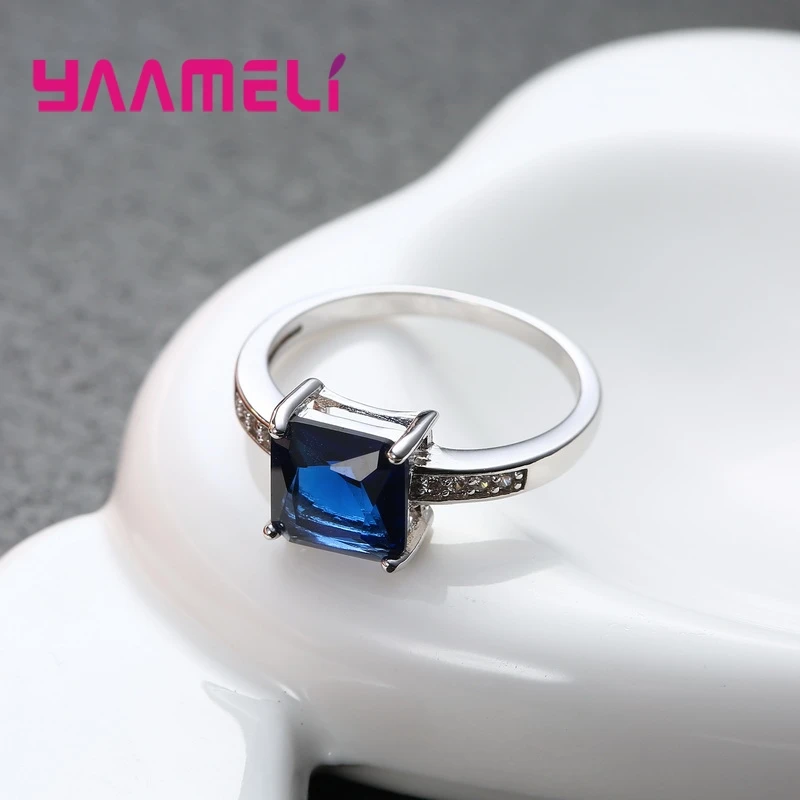 Кольцо YAAMELI элегантный таинственный стиль квадратный глубоководный синий камень
