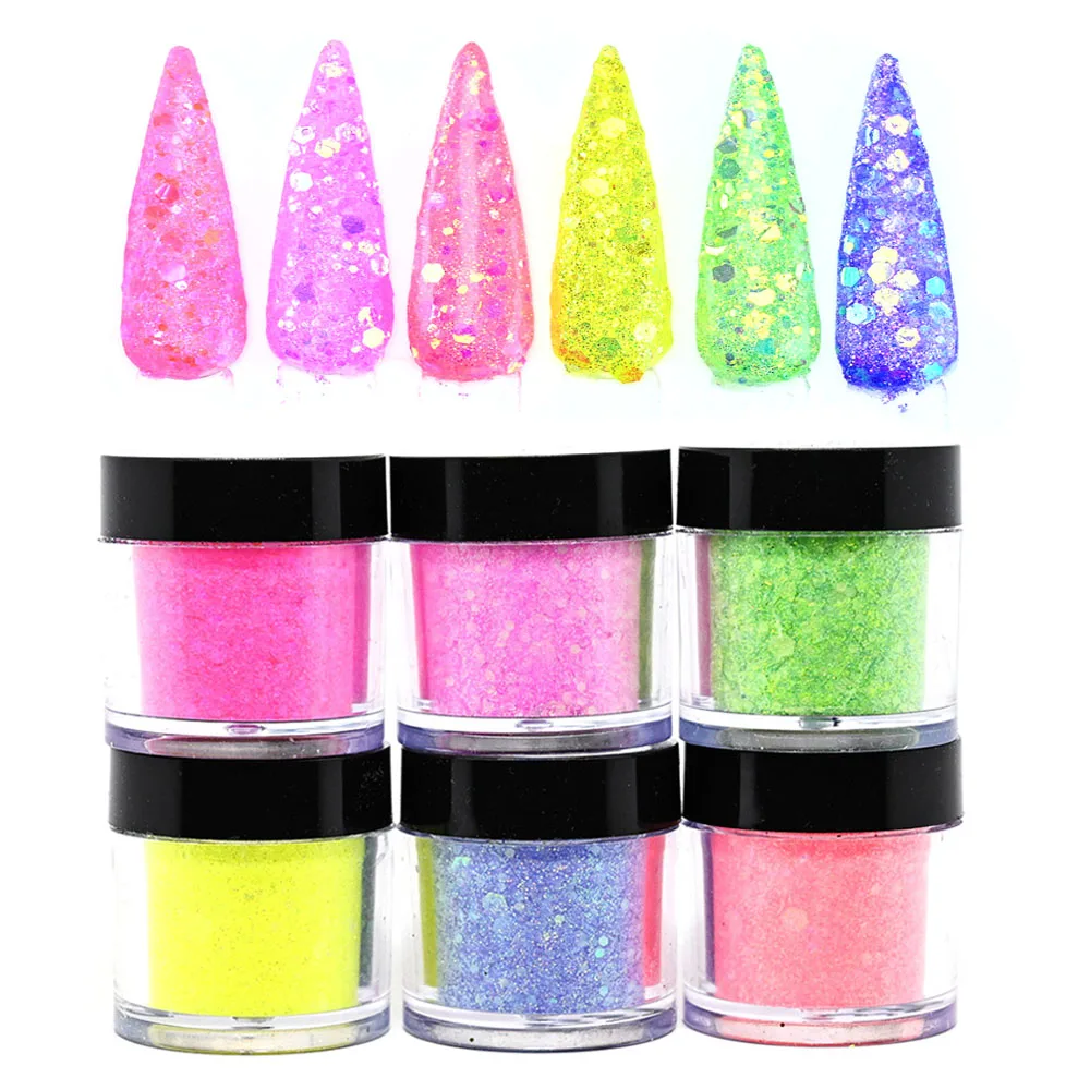 

8g/Bottle 6Colors 3 in1 Nail Art Acrylic Powder Fast Dry Collection Dip Powder Glitter Symphony-Series Dust Acrylic Powder Te#16