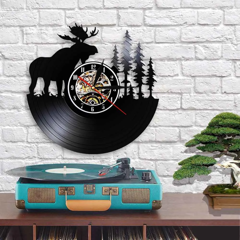 Настенные часы с изображением леса дикой природы оленя современный дизайн